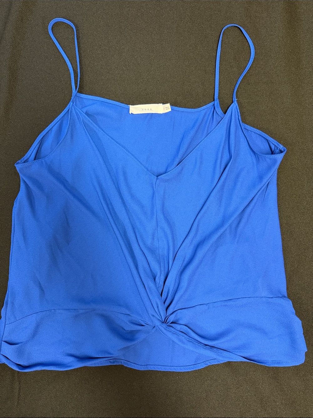 Lush Royal Blue Twist-Front Spaghetti Strap Camisole